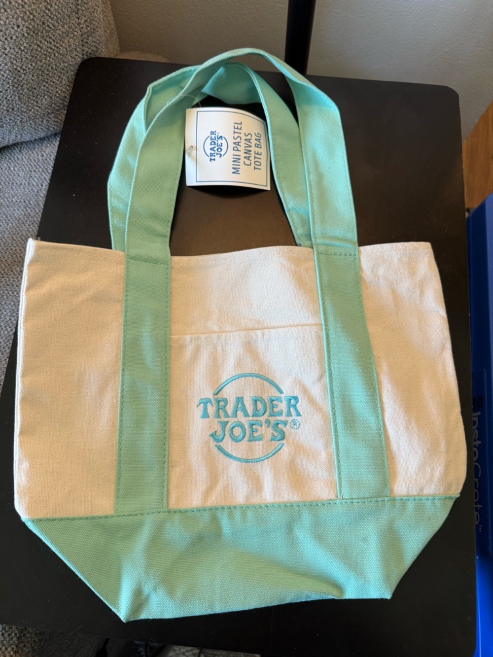 Trader Joe's Mint & White Mini Canvas Tote